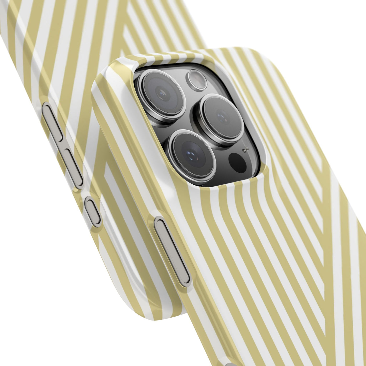 Aesthetic Yellow Beige Stripes Cute Phone Case Sleek Snap - For iPhone 17 Pro Max iPhone 16 Pro iPhone 15 Iphone 14 Plus 13 Pro 12 11 10 Gift