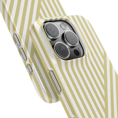 Aesthetic Yellow Beige Stripes Cute Phone Case Sleek Snap - For iPhone 17 Pro Max iPhone 16 Pro iPhone 15 Iphone 14 Plus 13 Pro 12 11 10 Gift