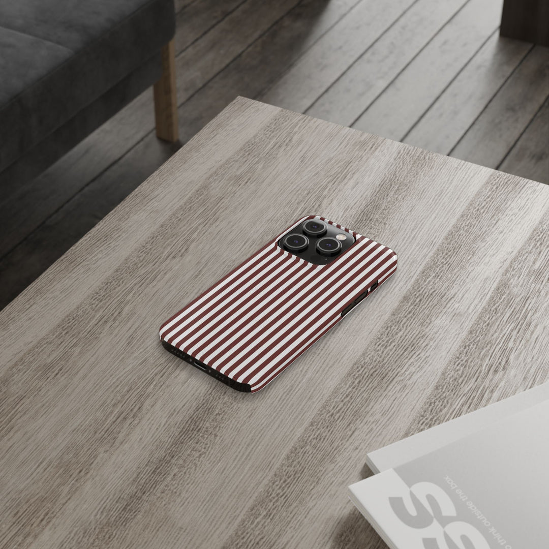 Slim Chocolate Brown Striped Cute Phone Case for Iphone 16 - | iPhone 15 Pro Max Case | iPhone 14 Case Iphone 13 12 11 10 9 8 7 Gift for Her - Studio40ParkLane