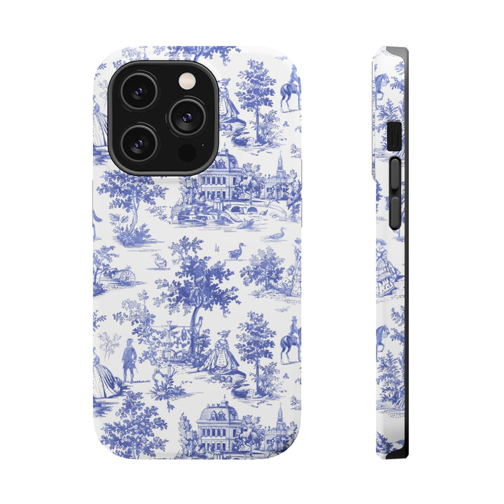 Blue Toile Magnetic Impact-Resistant Cute Phone Case for Iphone 16, iPhone 15 Pro Max Plus 14, 13, 12, 11 Gift for her - Studio40ParkLane