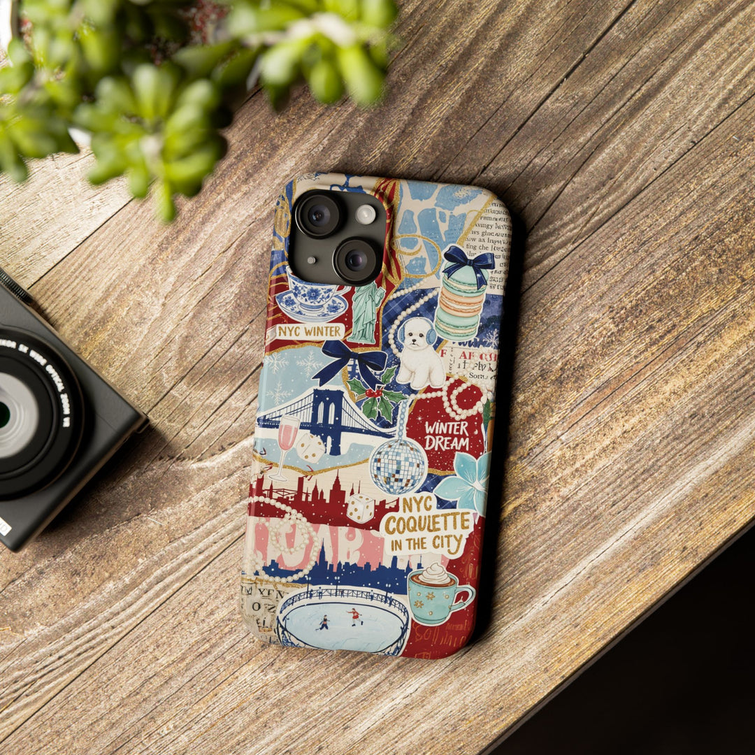 Slim New York Winter Coquette Collage Cute Phone Case for Iphone 16 - | iPhone 15 Pro Max Case | iPhone 14 Case Iphone 13 12 11 10 9 8 7 X - Studio40ParkLane