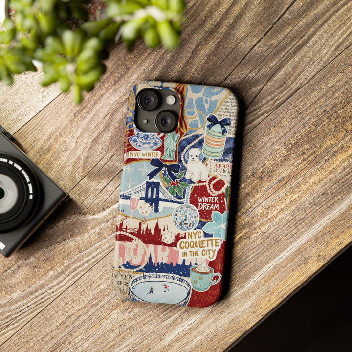 Slim New York Winter Coquette Collage Cute Phone Case for Iphone 16 - | iPhone 15 Pro Max Case | iPhone 14 Case Iphone 13 12 11 10 9 8 7 X - Studio40ParkLane