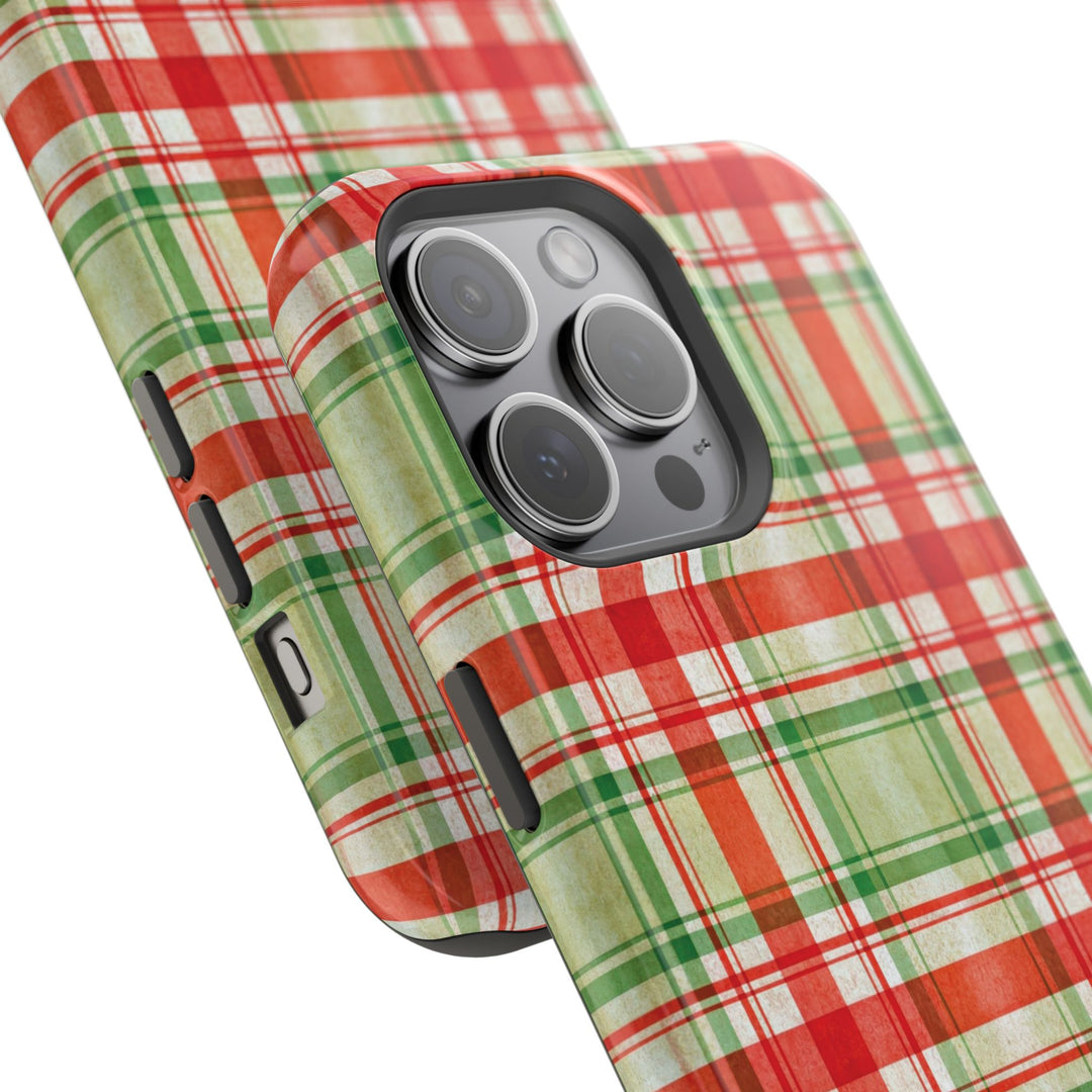 Aesthetic Tough Magsafe Red Green Checkered Phone Case - For iPhone 17 Pro Max iPhone 16 Pro iPhone 15 Iphone 14 Plus 13 Pro 12 11 10 - Studio40ParkLane