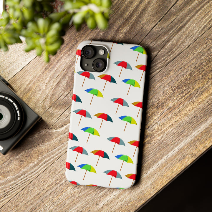 Slim Cute Phone Cases for Iphone - | iPhone 15 Case | iPhone 15 Pro Max Case, Iphone 14 Case, Iphone 14 Pro Max, Iphone 13, Colorful Beach Parasol - Studio40ParkLane