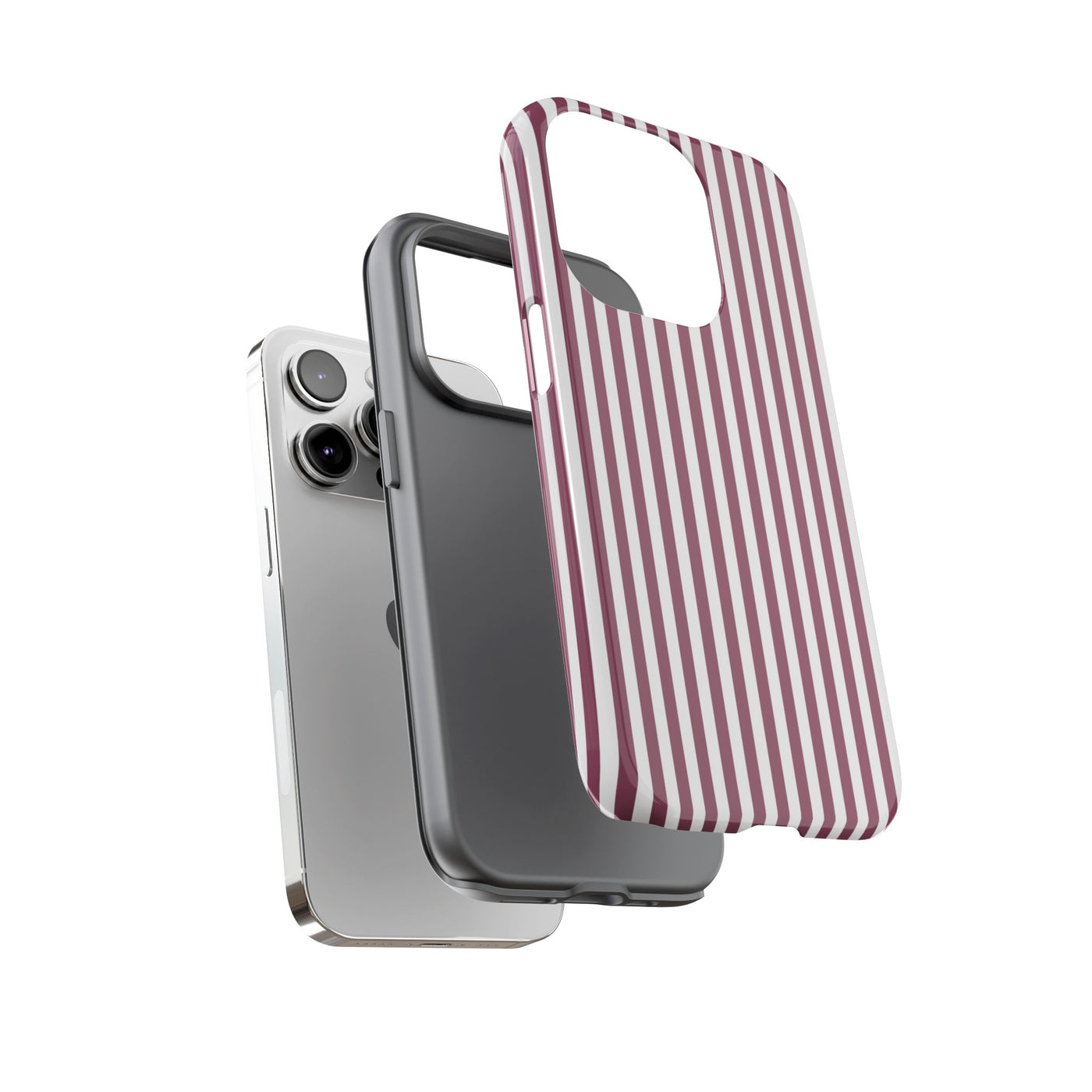 Tough Premium Old Claret Stripes Phone Case Gift for Her - For Apple iPhone 16 Pro Max 16e iPhone 15 Pro iPhone Iphone 14 Plus 13 Pro 12 SE XR - Studio40ParkLane