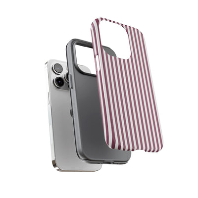 Tough Premium Old Claret Stripes Phone Case Gift for Her - For Apple iPhone 16 Pro Max 16e iPhone 15 Pro iPhone Iphone 14 Plus 13 Pro 12 SE XR - Studio40ParkLane