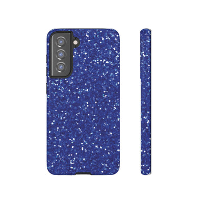 Chic Blue Faux Play on Glitter Effect Cute Phone Case, for IPhone 16 pro Max | Iphone 15, Iphone 14, IPhone 13 Case, 11 8 7, Samsung Galaxy S24, S23, S22, S21, 2 Layer Protection