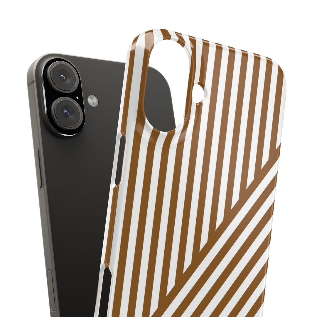 Aesthetic Mocha Brown Stripes Cute Phone Case Sleek Snap - For iPhone 17 Pro Max iPhone 16 Pro iPhone 15 Iphone 14 Plus 13 Pro 12 11 10 Gift - Studio40ParkLane