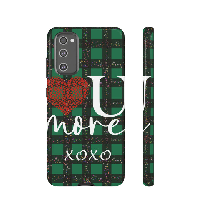 Cute Samsung Phone Cases, Designer Samsung Galaxy S23 Phone Case, Samsung S22 Case, Samsung S21 Case, Samsung S20 Case, Green Plaid Love You - Studio40ParkLane