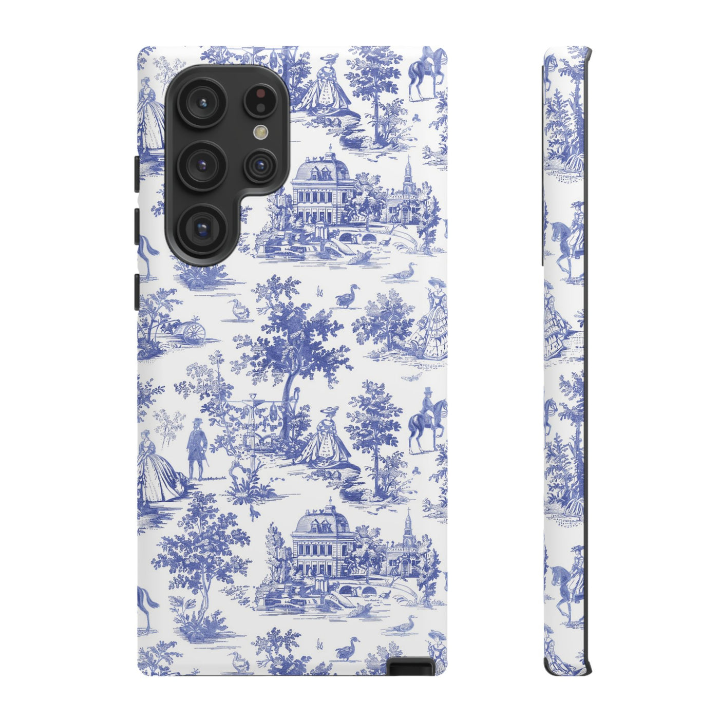 Premium Tough Blue French Toile Gift for Her Cute Phone Cases for Samsung and Iphone, 16, 15, 14, S24, S23, S22, S21, S20, Plus, Ultra, Pro