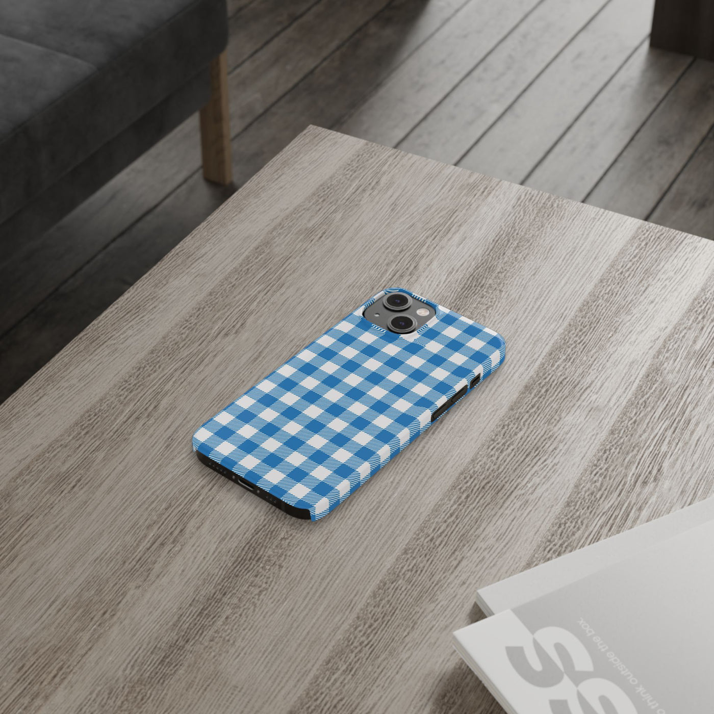 Slim Blue Gingham Gift for Her Cute Phone Cases for Iphone 16 Pro Max | iPhone 15 Case | iPhone 15 Pro Max Case, Iphone 14, 13, 12, 11, 10, 8, 7