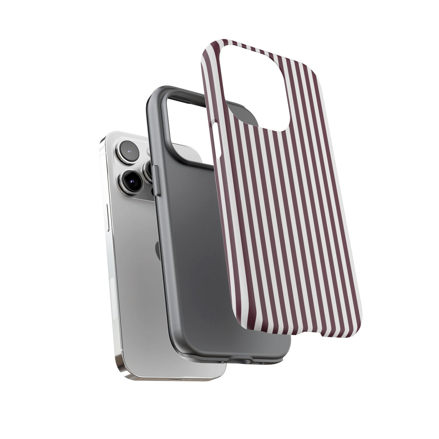 Tough Premium Burgundy Stripes Phone Case Gift for Her - For Apple iPhone 16 Pro Max 16e iPhone 15 Pro iPhone Iphone 14 Plus 13 Pro 12 SE XR - Studio40ParkLane