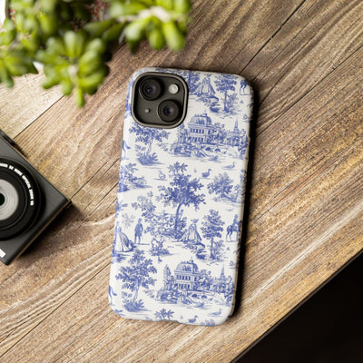 Premium Tough Blue French Toile Gift for Her Cute Phone Cases for Samsung and Iphone, 16, 15, 14, S24, S23, S22, S21, S20, Plus, Ultra, Pro