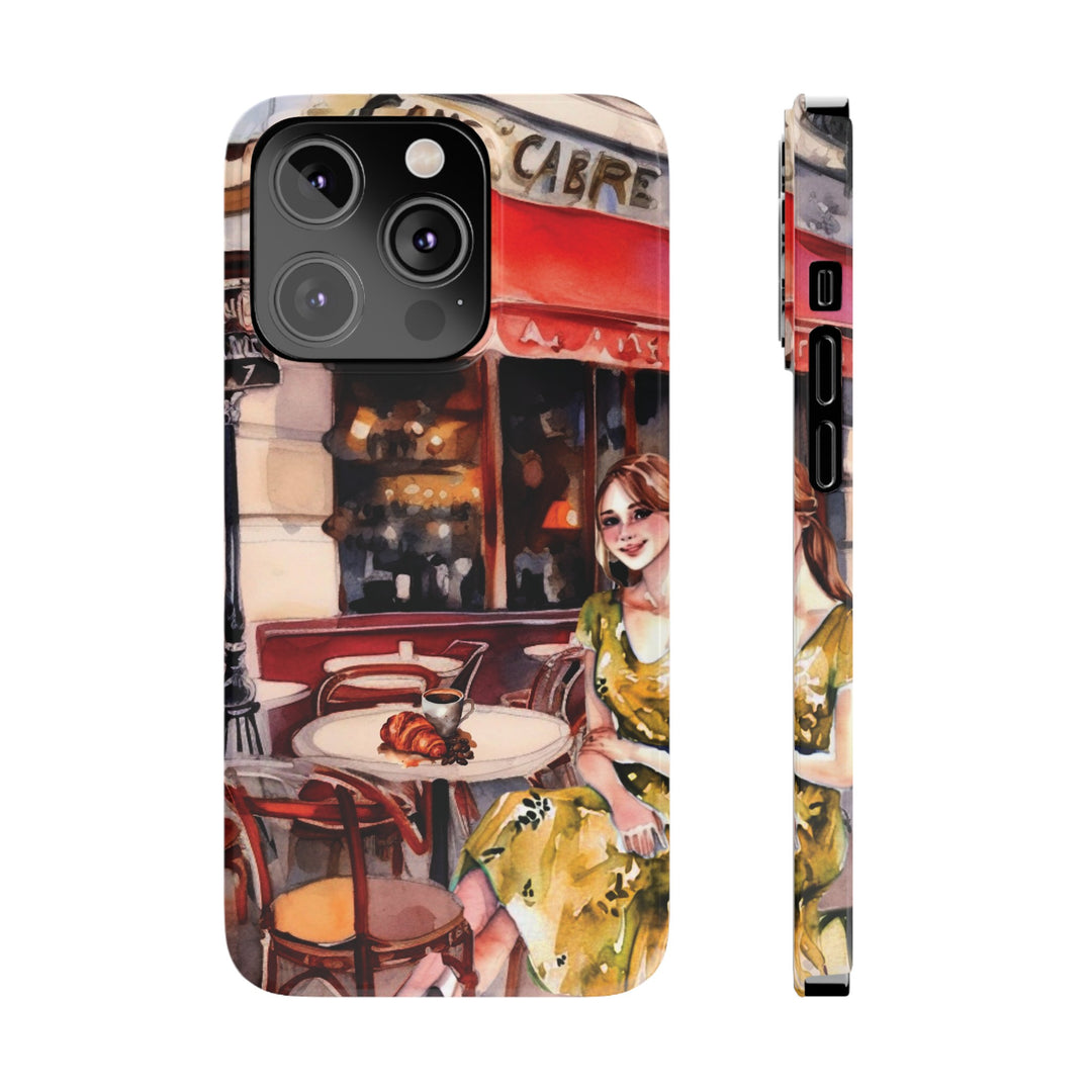 Slim Cute Phone Cases for Iphone - | iPhone 15 Case | iPhone 15 Pro Max Case, Iphone 14 Case, Iphone 14 Pro Max, Iphone 13, Paris Cafe Coffee Croissant - Studio40ParkLane