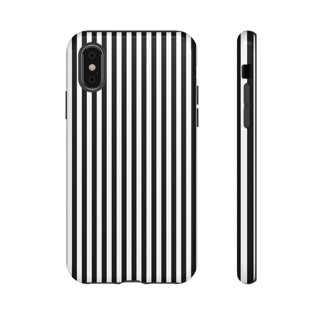Tough Premium Black White Stripes Phone Case Gift for Her - For Apple iPhone 16 Pro Max 16e iPhone 15 Pro iPhone Iphone 14 Plus 13 Pro 12 SE XR - Studio40ParkLane