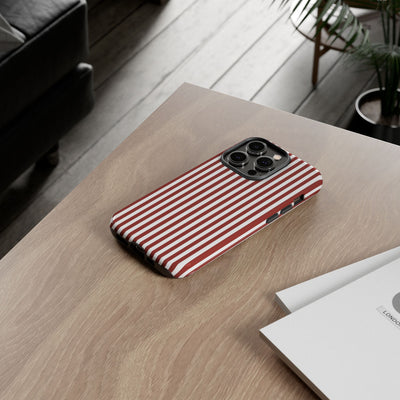 Tough Premium Red Stripes Phone Case Gift for Her - For Apple iPhone 16 Pro Max 16e iPhone 15 Pro iPhone Iphone 14 Plus 13 Pro 12 SE XR - Studio40ParkLane