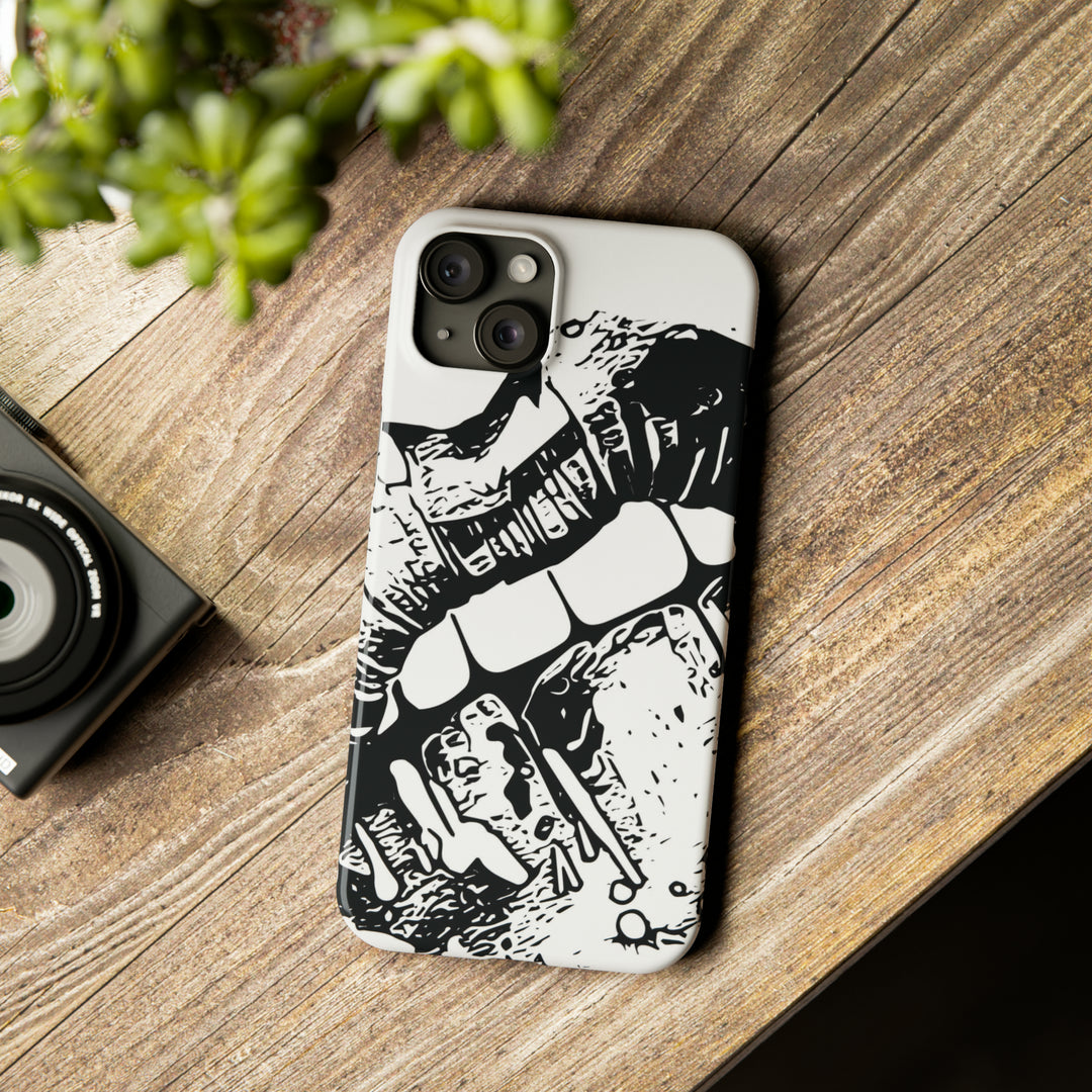 Slim Cute Phone Cases for Iphone - | iPhone 15 Case | iPhone 15 Pro Max Case, Iphone 14 Case, Iphone 14 Pro Max, Iphone 13, Smile Lips Black and White - Studio40ParkLane