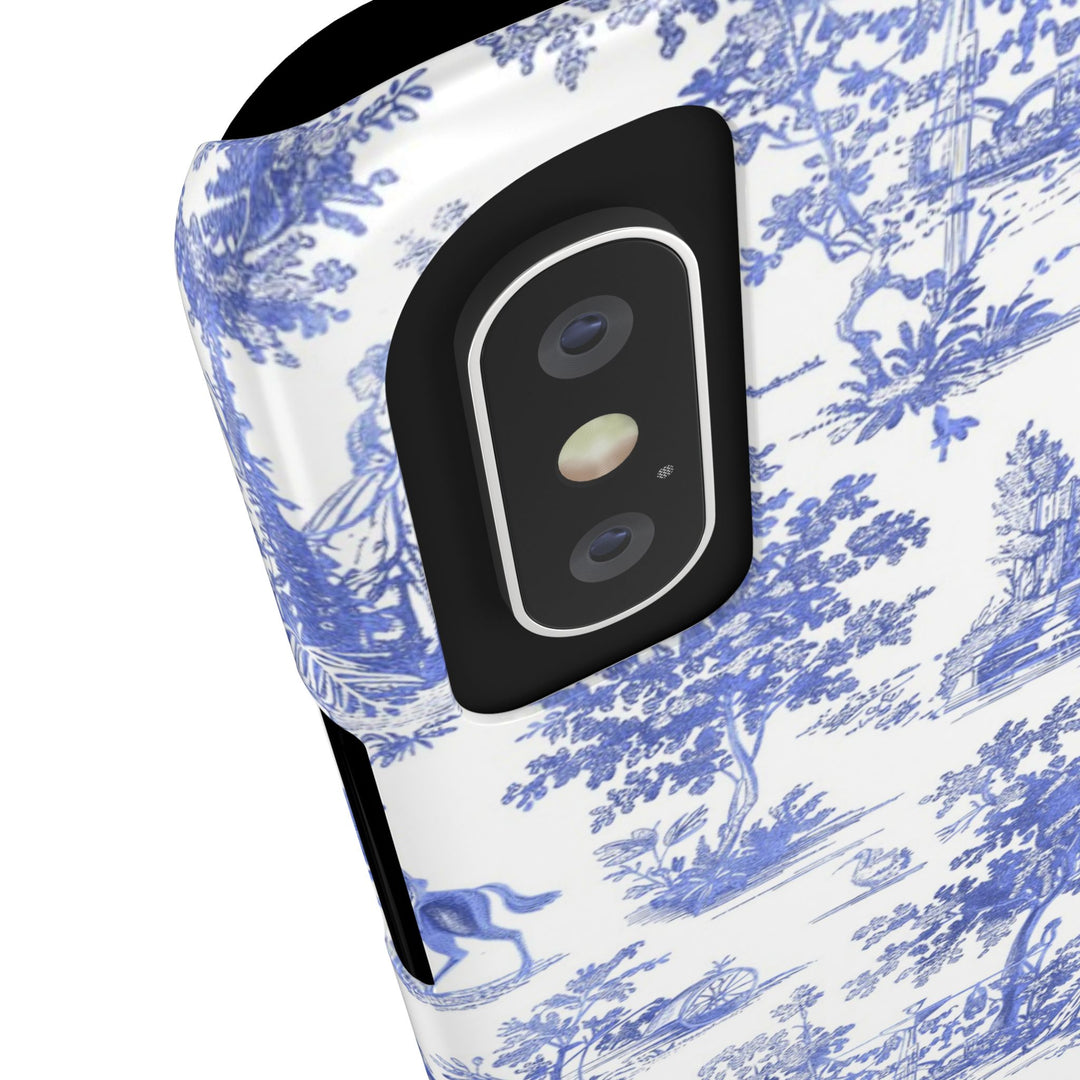 Slim Blue Vintage French Toile Cute Phone Cases for Iphone 16 Pro Max | iPhone 15 Case | iPhone 15 Pro Max Case, Iphone 14, Iphone 14 Pro Max, Iphone 13 12 11 8 7 - Studio40ParkLane