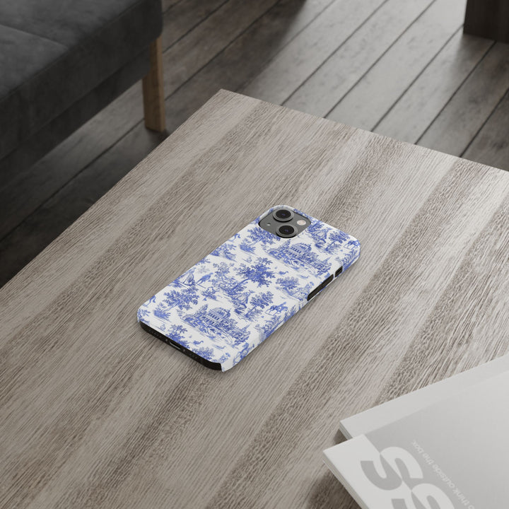 Slim Blue Vintage French Toile Cute Phone Cases for Iphone 16 Pro Max | iPhone 15 Case | iPhone 15 Pro Max Case, Iphone 14, Iphone 14 Pro Max, Iphone 13 12 11 8 7 - Studio40ParkLane