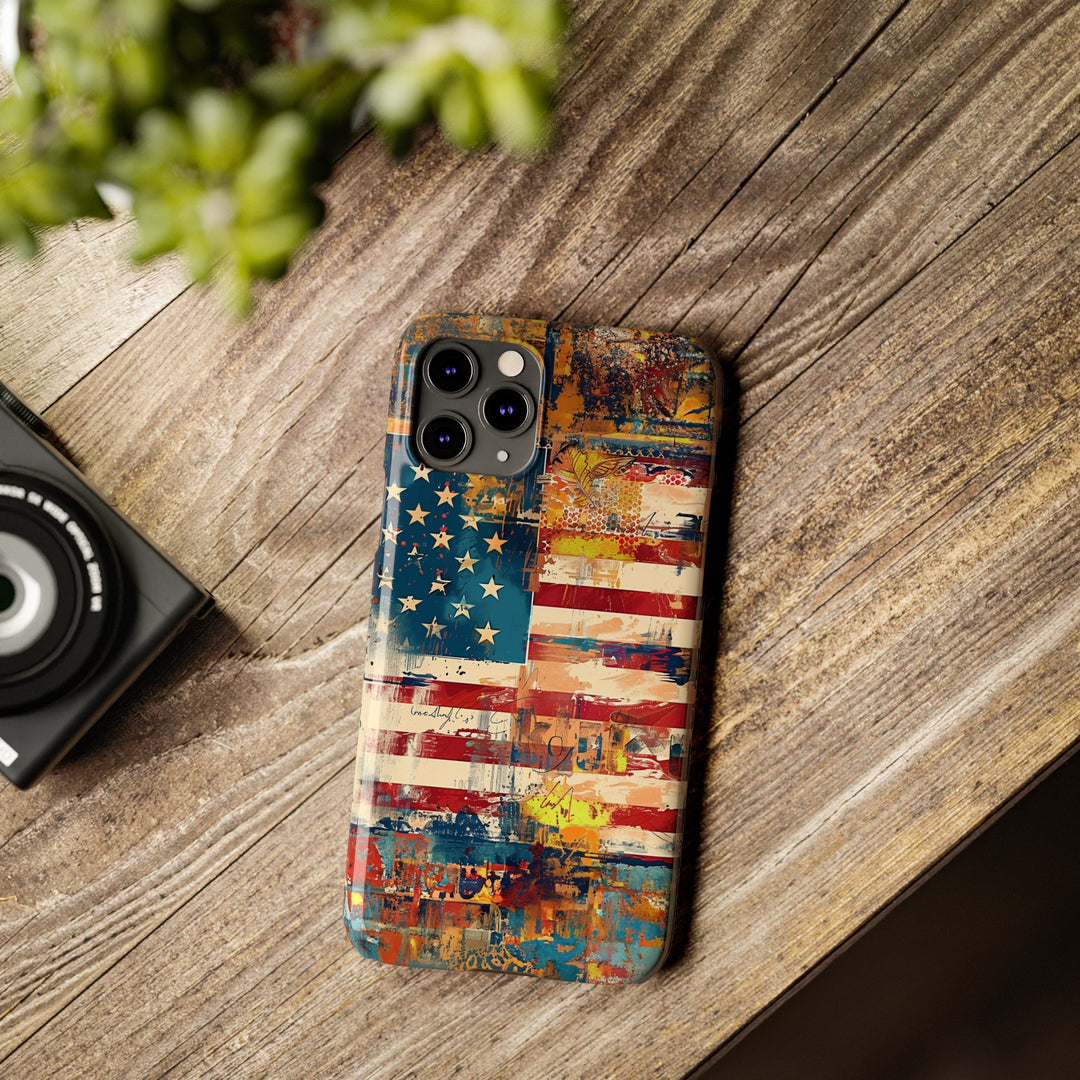 Slim Cute Phone Cases for Iphone | iPhone 15 Case | iPhone 15 Pro Max Case, Iphone 14, Iphone 14 Pro Max, Iphone 13, US Flag Abstract - Studio40ParkLane