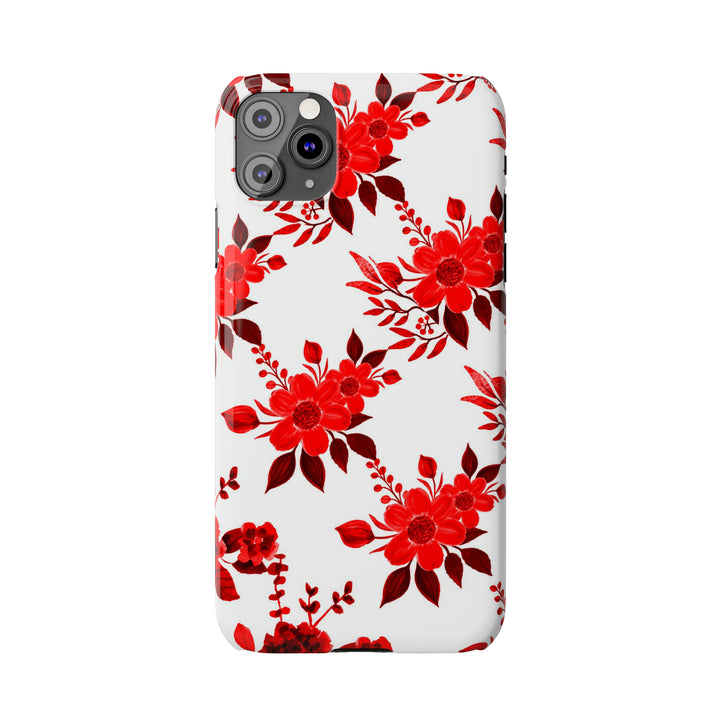Slim Cute Phone Cases for Iphones - | iPhone 15 Case | iPhone 15 Pro Max Case, Iphone 14 Case, Iphone 14 Pro Max, Iphone 13, Red White Flowers - Studio40ParkLane