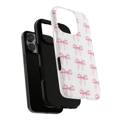 Pink Bows Cute Phone Case, for IPhone 16 Pro Max | Iphone 15, Iphone 14, IPhone 13 Case, 11 8 7, Samsung Galaxy S24, S23, S22, S21, 2 Layer Protection