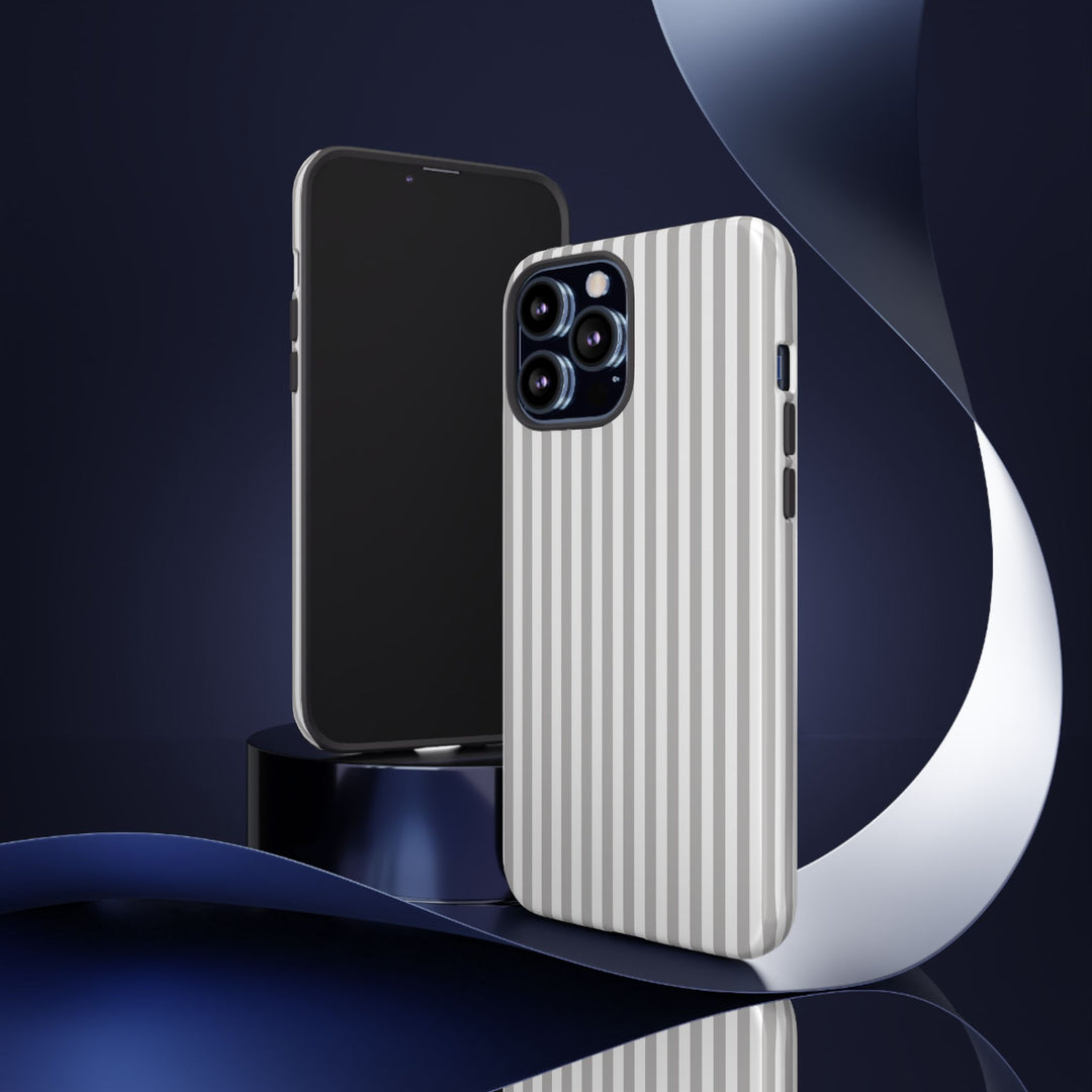 Tough Premium Ash Grey Stripes Phone Case Gift for Her - For Apple iPhone 16 Pro Max 16e iPhone 15 Pro iPhone Iphone 14 Plus 13 Pro 12 SE XR - Studio40ParkLane