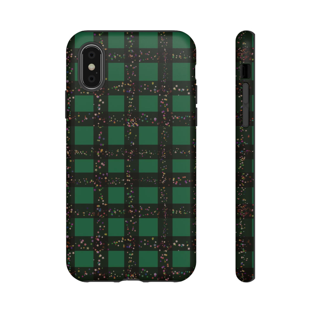 Cute IPhone Case | iPhone 15 Case | iPhone 15 Pro Max Case, Iphone 14 Case, Iphone 14 Pro Max Case IPhone Case for Art Lovers, Green Festive Plaid - Studio40ParkLane