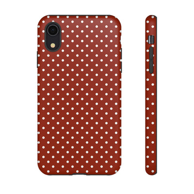 Aesthetic Tough Clay Red Polka Dots Premium Phone Case - For iPhone 17 Pro Max iPhone 16 Pro iPhone 15 Iphone 14 Plus 13 Pro 12 11 10 XR XS - Studio40ParkLane