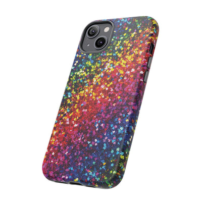 Faux Chic Play on Glitter Effect Cute Phone Case, for IPhone 16 pro Max | Iphone 15, Iphone 14, IPhone 13 Case, 11 8 7, Samsung Galaxy S24, S23, S22, S21, 2 Layer Protection