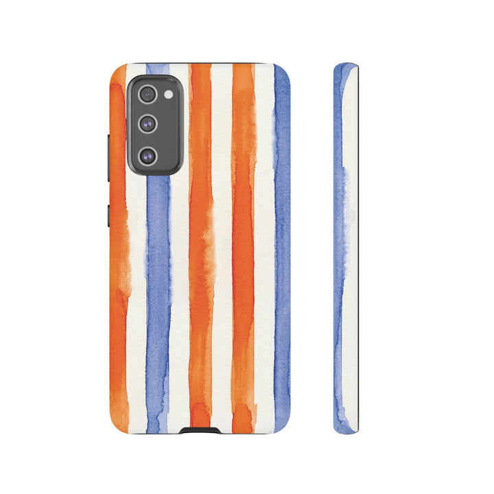 Tough Cute Blue Orange Stripes Phone Case, for IPhone 17 Pro Max | Iphone 17 Air, Iphone 16, IPhone 15, 14 13 12, Samsung Galaxy S26, S25, S24, S23 - Studio40ParkLane