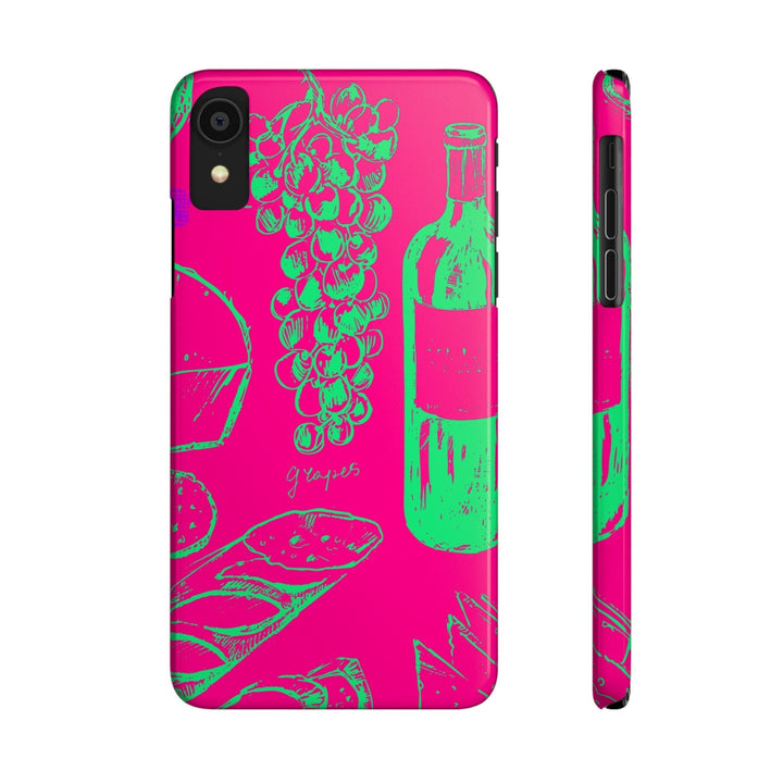 Slim French Food Wine Pink Green Cute Phone Cases for Iphone | iPhone 15 Case | iPhone 15 Pro Max Case, Iphone 14, Iphone 14 Pro Max, Iphone 13, - Studio40ParkLane