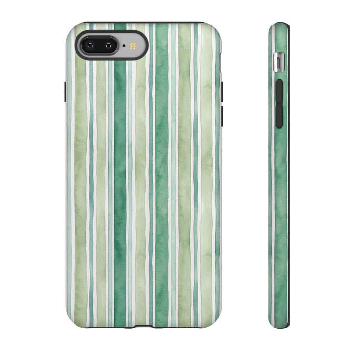 Aesthetic Tough Green Watercolor Stripes Premium Phone Case - For iPhone 17 Pro Max iPhone 16 Pro iPhone 15 Iphone 14 Plus 13 Pro 12 11 10 - Studio40ParkLane