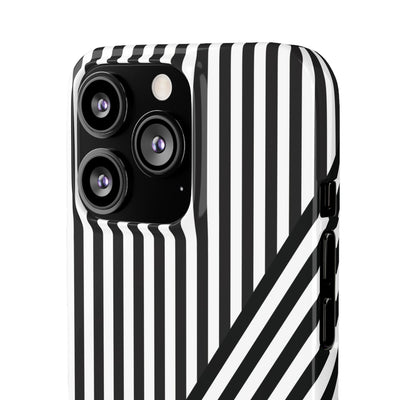 Aesthetic Black White Stripes Cute Phone Case Sleek Snap - For iPhone 17 Pro Max iPhone 16 Pro iPhone 15 Iphone 14 Plus 13 Pro 12 11 10 Gift - Studio40ParkLane