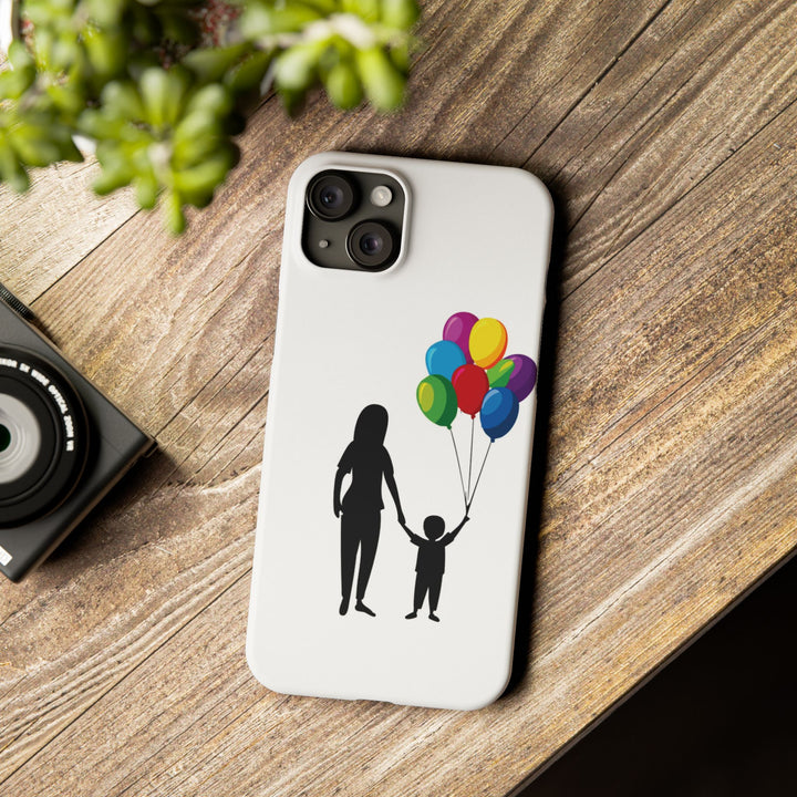 Slim Mother Child Balloons Gift for Her Cute Phone Cases for Iphone 16 Pro Max | iPhone 15 Case | iPhone 15 Pro Max Case, Iphone 14, 13, 12, 11, 10, 8, 7 - Studio40ParkLane