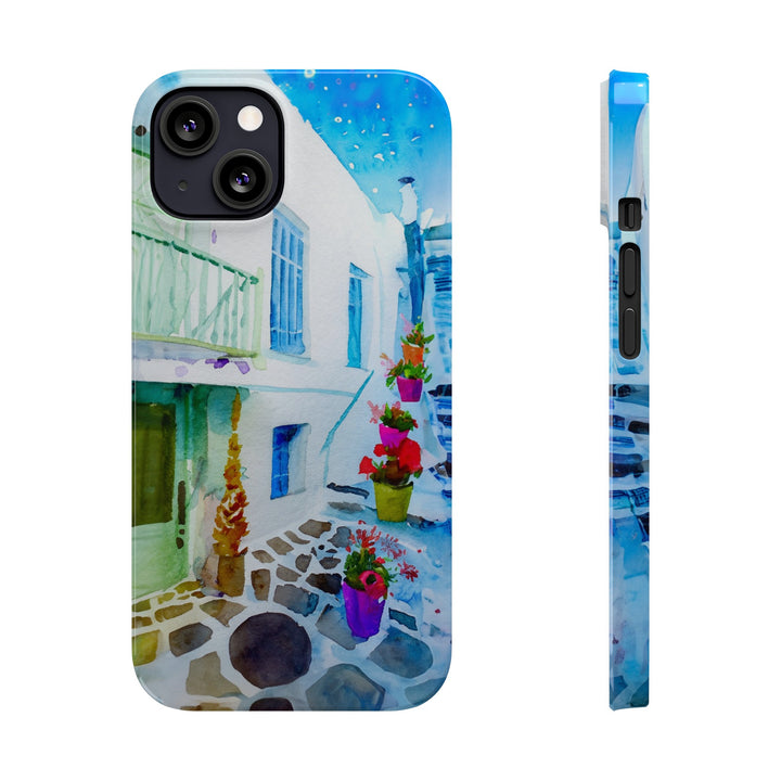 Slim Cute Phone Cases for Iphone | iPhone 15 Case | iPhone 15 Pro Max Case, Iphone 14, Iphone 14 Pro Max, Iphone 13, Colorful Greek Alley Watercolor - Studio40ParkLane