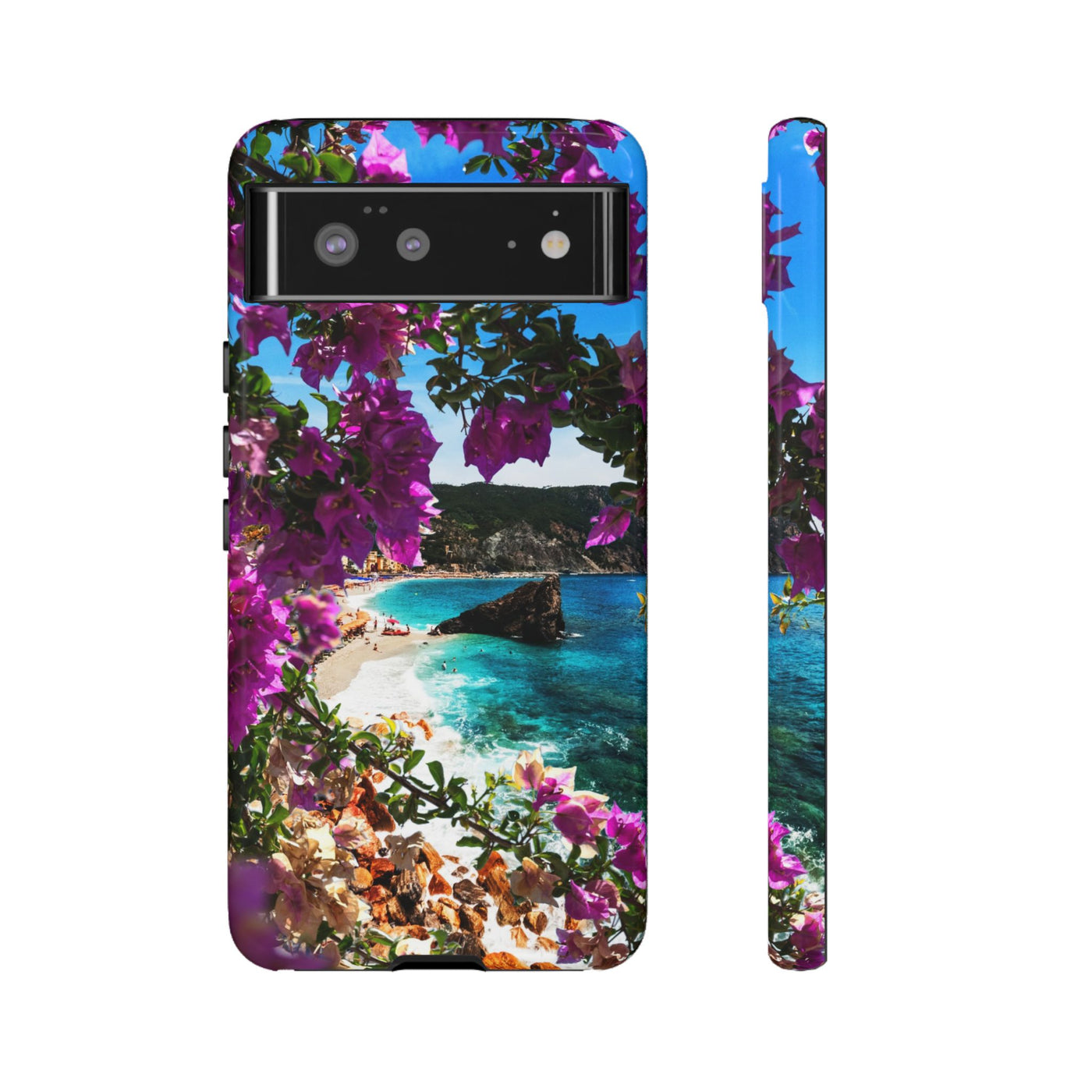 Impact Resistant, Bougainvillea Seaview, Cute Phone Cases for Samsung S24, S23, S22, S21, IPhone 15 pro Iphone 14 pro Iphone 13 IPhone 12 Iphone 11