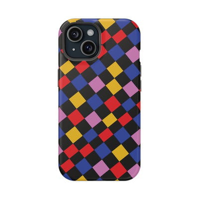 Aesthetic Colorful Checkerboard Tough Magsafe Phone Case - For iPhone 17 Pro Max iPhone 16 Pro iPhone 15 Iphone 14 Plus 13 Pro 12 11 Gift - Studio40ParkLane