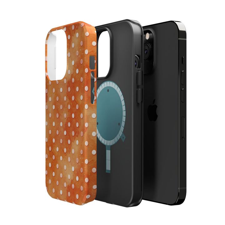 Aesthetic Tough Magsafe Orange Polka Dots Phone Case - For iPhone 17 Pro Max iPhone 16 Pro iPhone 15 Iphone 14 Plus 13 Pro 12 11 10 XR - Studio40ParkLane