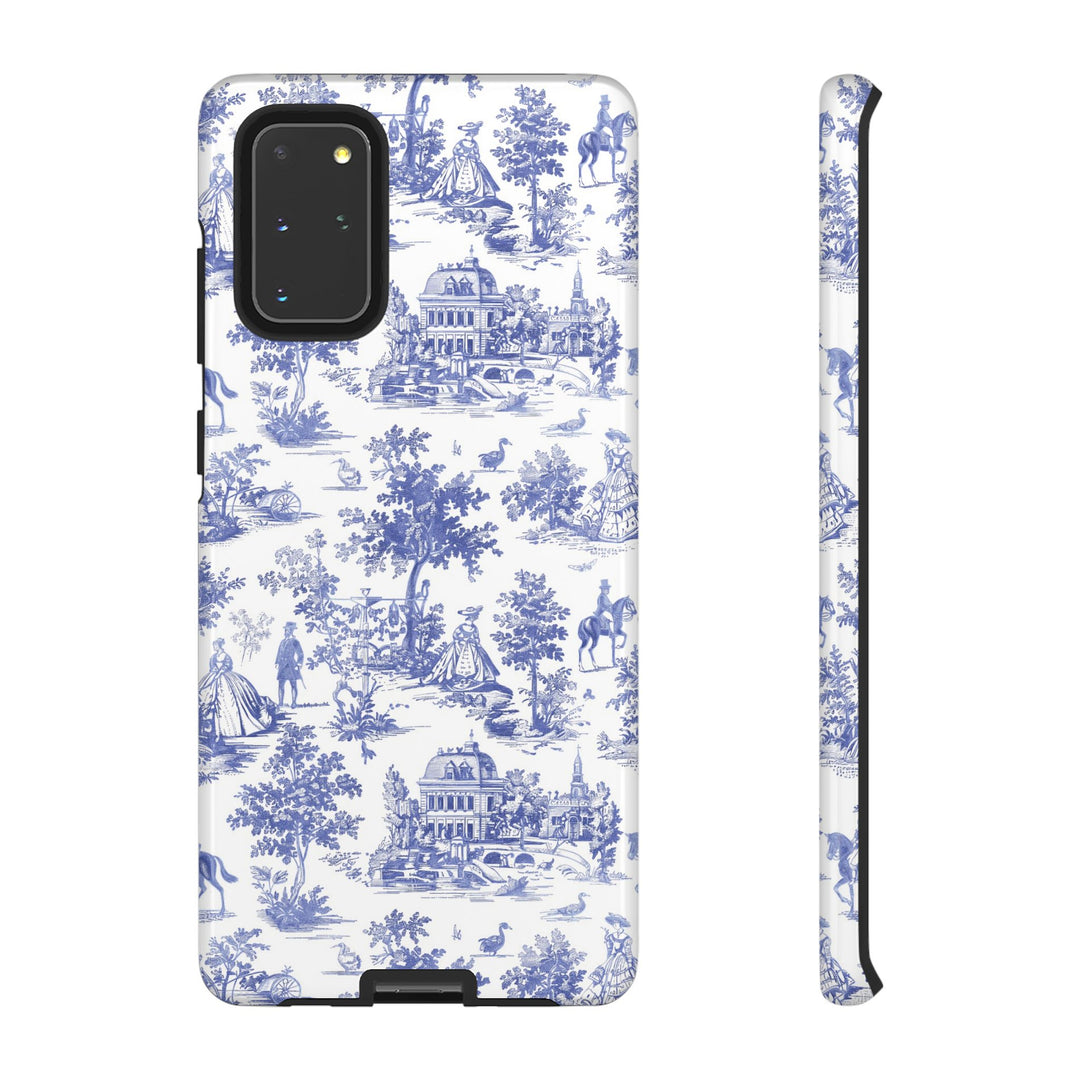 French Toile Blue Coquette Tough Phone Case - For iPhone 17 Pro Max iPhone 16 Pro Case iPhone Iphone 15 Case 14 13 12 11 Cute Phone Case - Studio40ParkLane