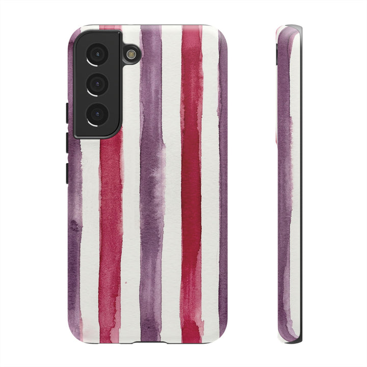 Tough Cute Wine Red Purple Stripes Phone Case, for IPhone 17 Pro Max | Iphone 17 Air, Iphone 16, IPhone 15, 14 13 12, Samsung Galaxy S26, S25, S24, S23 - Studio40ParkLane