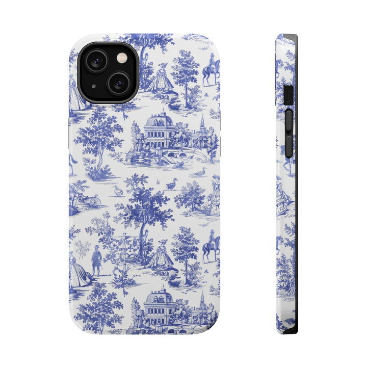 Blue Toile Magnetic Impact-Resistant Cute Phone Case for Iphone 16, iPhone 15 Pro Max Plus 14, 13, 12, 11 Gift for her - Studio40ParkLane