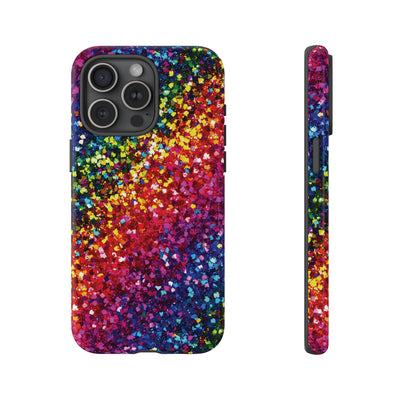 Faux Chic Play on Glitter Effect Cute Phone Case, for IPhone 16 pro Max | Iphone 15, Iphone 14, IPhone 13 Case, 11 8 7, Samsung Galaxy S24, S23, S22, S21, 2 Layer Protection