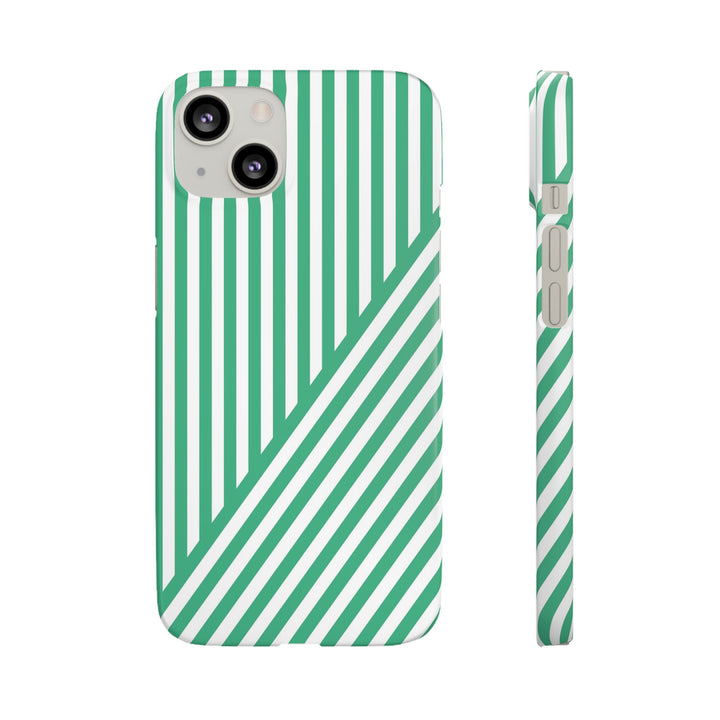Aesthetic Emerald Stripes Cute Phone Case Sleek Snap - For iPhone 17 Pro Max iPhone 16 Pro iPhone 15 Iphone 14 Plus 13 Pro 12 11 10 Gift