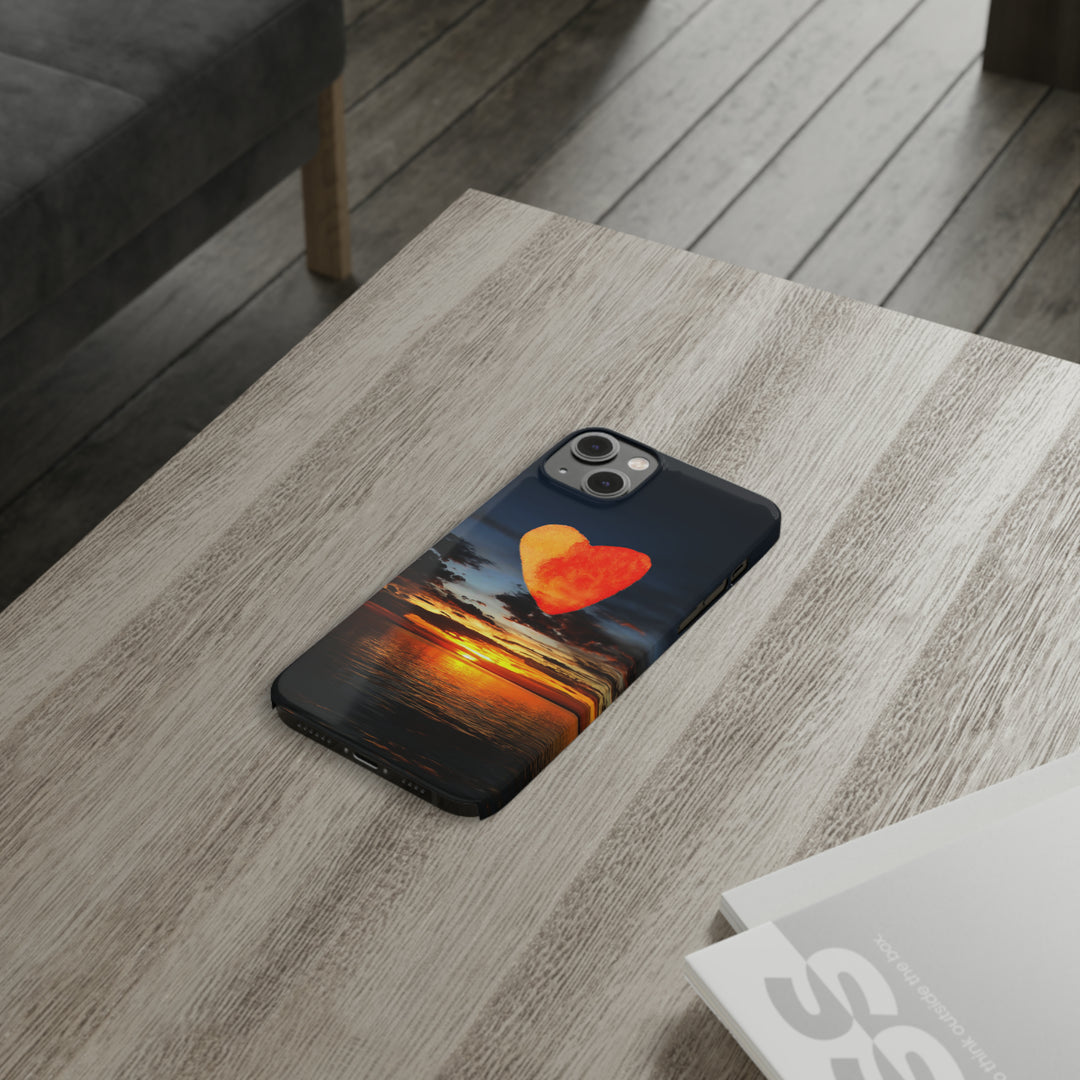 Slim Cute Phone Cases for Iphone - | iPhone 15 Case | iPhone 15 Pro Max Case, Iphone 14 Case, Iphone 14 Pro Max, Iphone 13, Rising Heart Sunset - Studio40ParkLane