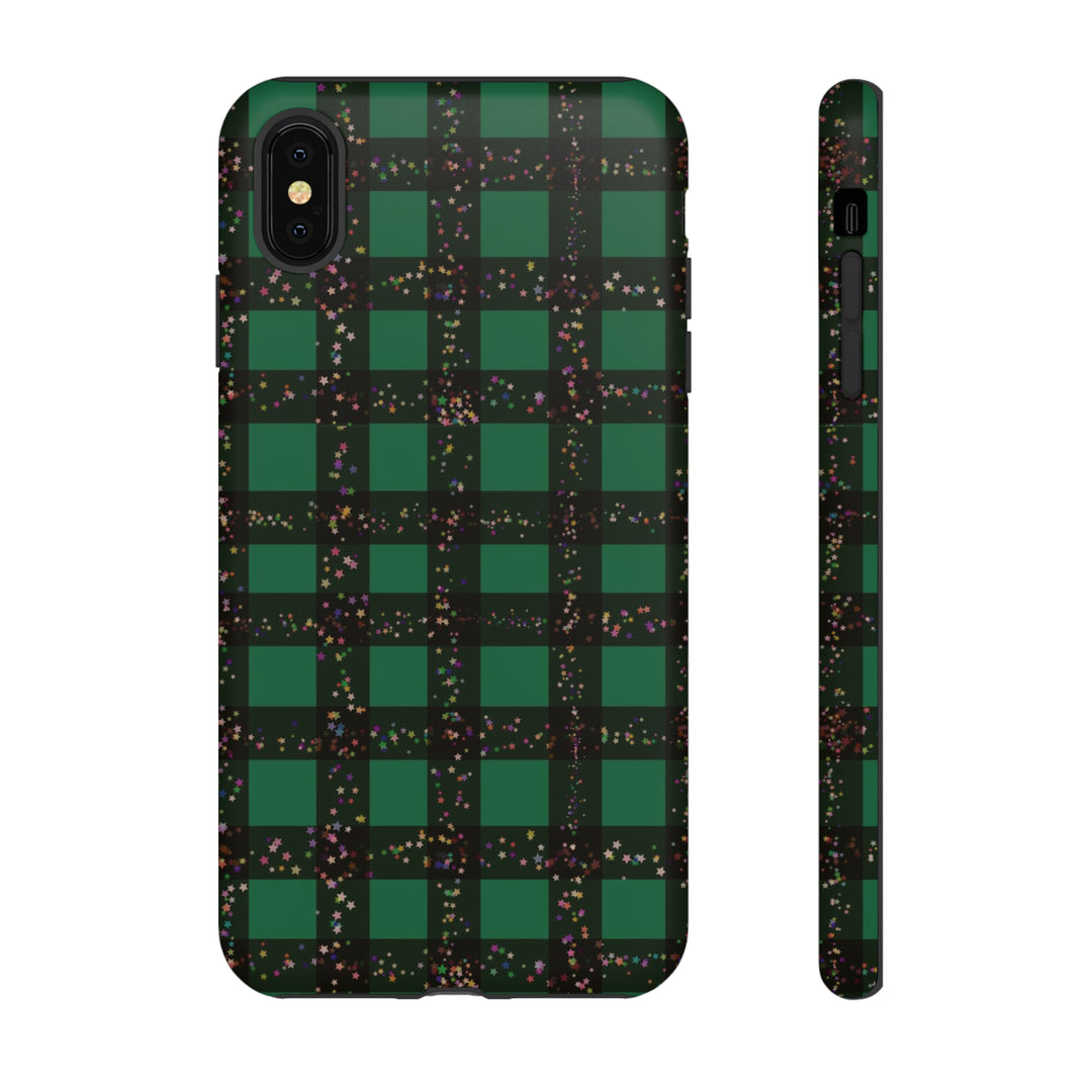 Cute IPhone Case | iPhone 15 Case | iPhone 15 Pro Max Case, Iphone 14 Case, Iphone 14 Pro Max Case IPhone Case for Art Lovers, Green Festive Plaid - Studio40ParkLane