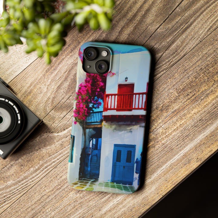 Slim Cute Phone Cases for Iphone | iPhone 15 Case | iPhone 15 Pro Max Case, Iphone 14, Iphone 14 Pro Max, Iphone 13, Colorful Greek Alley Watercolor - Studio40ParkLane