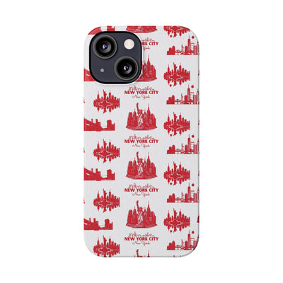 Slim New York Skyline Red Collage Coquette Gift for Her Cute Phone Cases for Iphone 16 Pro Max | iPhone 15 Case | iPhone 15 Pro Max Case, Iphone 14, Iphone 14 Pro Max, Iphone 13 12 11 8 7