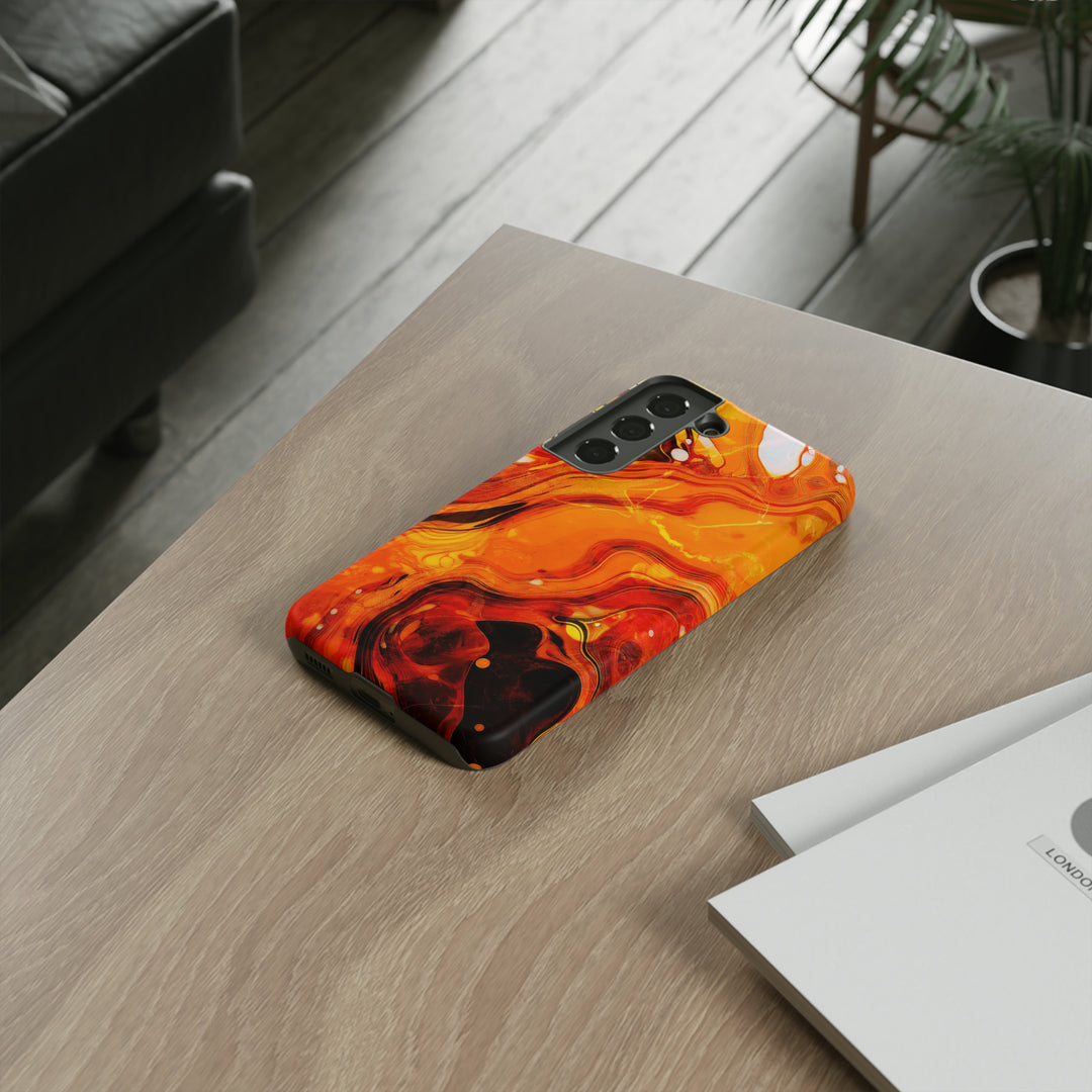 Cute Samsung Phone Cases, Designer Samsung Galaxy S23 Phone Case, Samsung S22 Case, Samsung S21 Case, Samsung S20 Case, Marble Orange Design - Studio40ParkLane