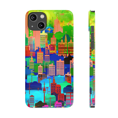 Slim Cute Phone Cases for Iphone - | iPhone 15 Case | iPhone 15 Pro Max Case, Iphone 14 Case, Iphone 14 Pro Max, Iphone 13, Summer City Skyline